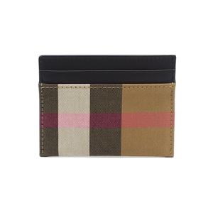 SANDON 체크 캔버스 레더 카드 지갑 TAUPE BROWN 80846451