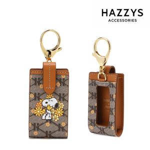 [선물포장][PEANUTS X HAZZYS] 브라운 가죽 스누피 스마트키홀더 HIHO4F302W2