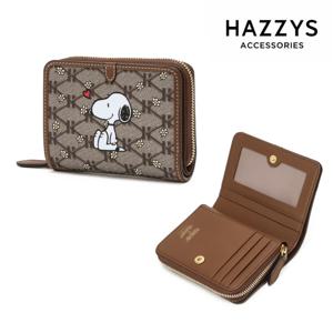 [선물포장][PEANUTS X HAZZYS] 브라운 가죽 스누피 2단 반지갑 HIWA5E385W2