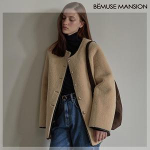 [비뮤즈맨션] Shearling mustang half coat - Beige [BE24WICT003BE]