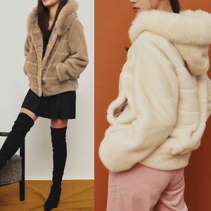 [최초가 128,000] 사가폭스트리밍후드 FAUX FUR 다운필자켓