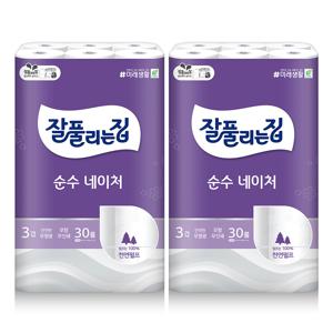 순수 네이처 천연펄프 27M x 30롤 x 2팩