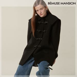 [비뮤즈맨션] Ribbon detail handmade half coat - Black [BE23FCT002BK]