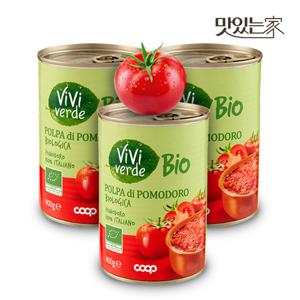 COOP 비비베르데 이탈리아 유기농 폴파 디 포모도로 토마토 퓨레 400g 3캔 무첨가물 Non GMO