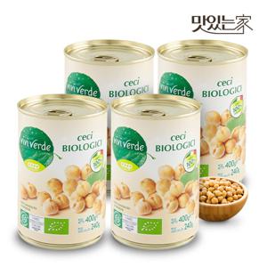 COOP 비비베르데 이탈리아 유기농 병아리콩(칙피) 400g 4캔 무첨가물 Non GMO