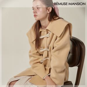 [비뮤즈맨션] Ribbon detail handmade half coat - Beige [BE23FCT002BE]