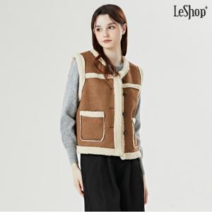 정상가:79,000원 | 양털 배색 버튼 데일리 투포켓 베스트 (DO4VW001A)