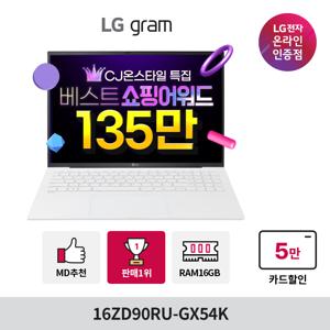 LG그램 13세대 16ZD90RU-GX56K i5/16GB/SSD 256GB/16인치 신학기 추천 노트북