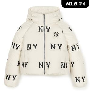 [공식] 여성 메가그램 자수튜브 후드 크롭패딩 NY (D.Cream)