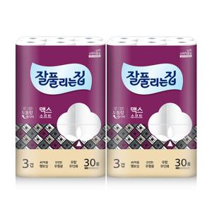 잘풀리는집 맥스 소프트 무형광 3겹 화장지 30m x 30롤 x 2팩