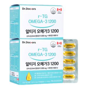 닥터닥터스 캐나다산 알티지 오메가-3 1200 (1301.2mg x 90캡슐)  2개  EPA DHA1200mg+비타민D1000 IU