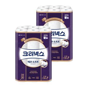 크리넥스 천연펄프 3겹 데코소프트 27m 30롤 2개