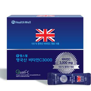 헬스웰 영국산비타민c 3000mg 100포 Qualic마크+파인분말 고함량비타민C