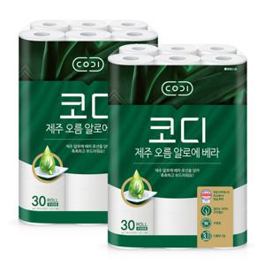 코디 제주 오름 알로에 베라 30m 30롤 2팩 천연펄프