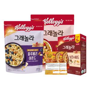 시리얼 크랜베리 아몬드 그래놀라 500g + 블루베리 그래놀라 450g  + 증정 180g + 딜라이트 100g