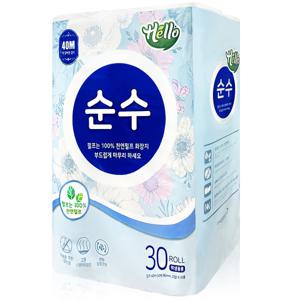 헬로 순수 2겹 40m 30롤 ~ 화장지 휴지 두루마리