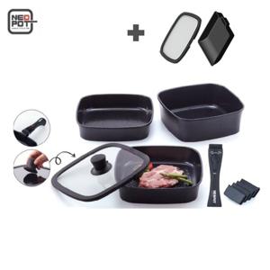 네오팟 IH 사각 멀티핸들 세라믹팬 4종 풀세트