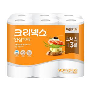 크리넥스 안심클래식 키친타올 140매x3+3롤