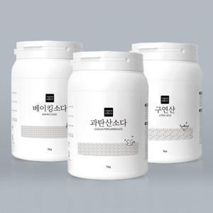 [3종세트]베이킹소다+과탄산소다+구연산 1kg 용기