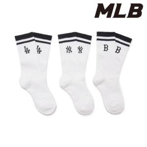 MLB (3ASOMA43N-00WHS) 데일리 스트라이프 양말 3족세트 MLB