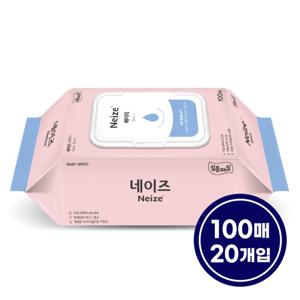 네이즈 베이직 도톰한 유아물티슈 캡형 100매 x 20팩