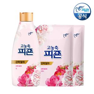 피죤 고농축 섬유유연제 로맨틱플라워 1L 용기+ 1.6L 리필 x 2개