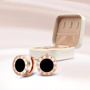 미니보석함+14K 라운드 로마 오닉스 귀걸이(plated) EB-1098-P