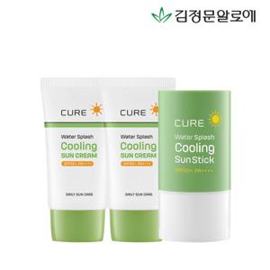 [김정문알로에] 큐어 쿨링선크림40ml 2개+쿨링선스틱 1개