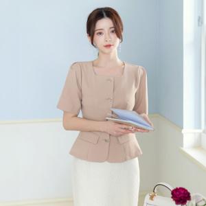[시크라인] 아베니 스퀘어 핀턱 소매 페플럼 블라우스