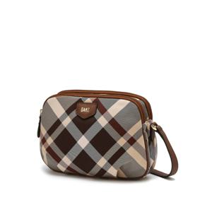 닥스 액세서리 24FW TARTAN CHECK JQD 브라운 체크 가죽배색 자카드 크로스백 DCBA4F945W2