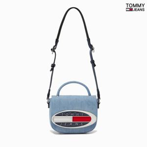 [타미진]여성 TOMMY 메탈로고 데님 크로스백