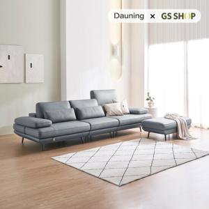 [다우닝] 플라나 3.5인 리프트업 전체 천연가죽 소파+스툴