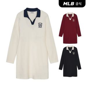 [MLB공식] 여성 오픈카라 바시티 슬림핏 원피스 (3 COLOR)