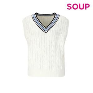 [SOUP] 배색 케이블 니트 베스트(SYAVK30)