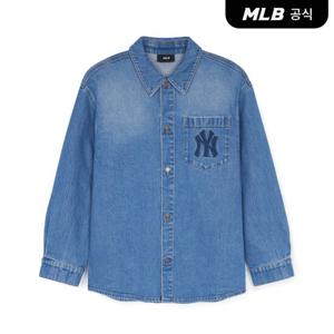 [MLB공식] 바시티 컬시브 자수 데님셔츠 NY (Indigo)