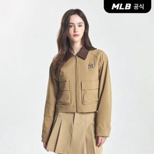 [MLB공식] 여성 베이직 카라 크롭 워크자켓 NY (D.Beige)