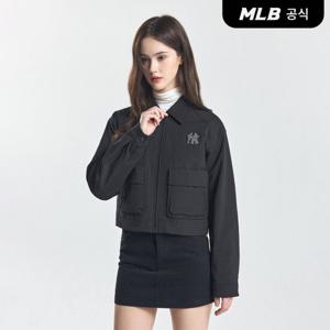 [MLB공식] 여성 베이직 카라 크롭 워크자켓 NY (Black)