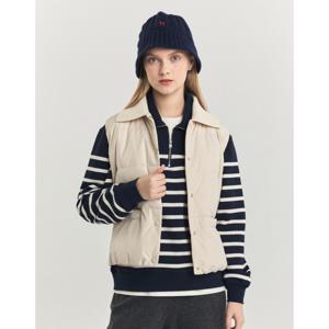 헤지스 여성 24FW BEST역시즌세일니트카라 숏 중량 구스다운 베스트 라이트베이지 HSJU4D905I1