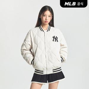 [MLB공식] 바시티 다이아 퀼팅 립 경량 숏패딩 NY (D.Cream)