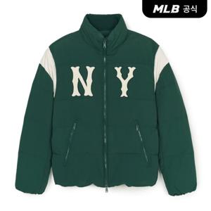 [MLB공식] 바시티 어깨배색 쿠퍼스 중량 숏패딩 NY (D.Green)