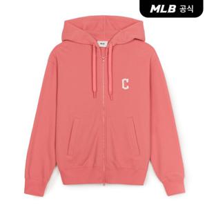 [MLB공식] 베이직 스몰로고 와플 기모 후드집업 CLE (Pink)