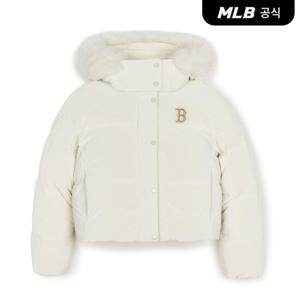 [MLB공식] 여성 베이직 유광 후드탈착 FUR 크롭 패딩 BOS (D.Cream)