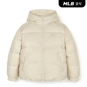 [MLB공식] 다이아 모노그램 톤톤 자가드 후드 구스 숏패딩 NY (D.Cr)