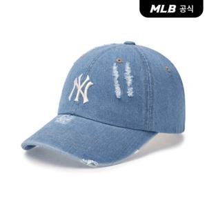 [MLB공식] 데미지 워싱 데님 언스트럭쳐 볼캡 NY (L.Blue)