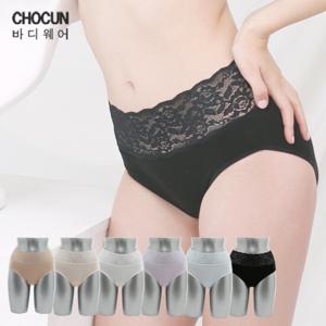 [초끈]프리미엄60수 면스판 허리레이스 팬티, 복부보정팬티