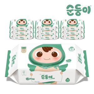 순둥이 생분해물티슈 로하스 캡형 70매 10팩/LC-01