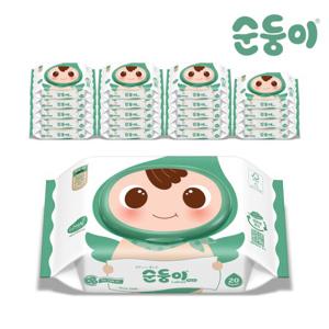 순둥이 생분해물티슈 로하스 휴대 캡형 20매 20팩/cL-com