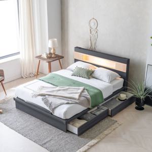 동서가구 세렌 LED 편백 수납 Q침대+독립매트리스 DF909514