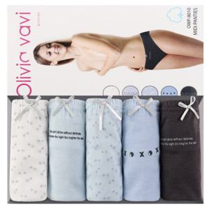 OV 8010 미디 / 여성팬티 5매입 올리비아 여자 속옷 면스판 삼각