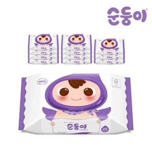 [순둥이]프리미엄엠보싱 물티슈 휴대 캡 20매 12팩(65g) cE-hu12